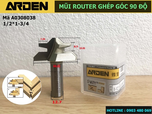 Mũi Router ghép góc 90 độ - Vật Tư Ngành Gỗ Minh Khang - Công Ty TNHH Thiết Bị Công Nghiệp Minh Khang